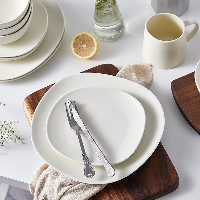 Stone Lain Delilah Dinner Plate 6-Piece Dish Set, Porcelain, Cream