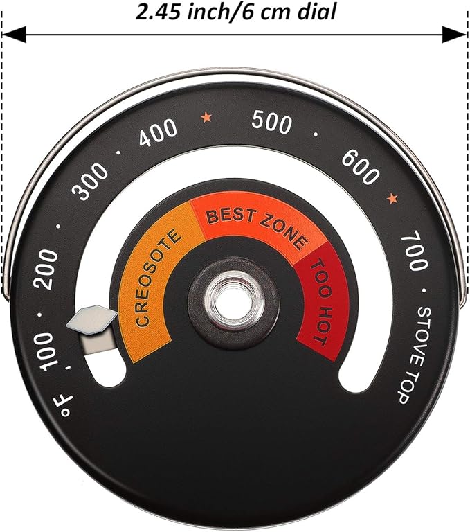 Frienda Wood Stove Thermometer Magnetic, Oven Temperature Meter Stove for Avoiding Chimney Pipe Damaged by Overheat(1 Piece)