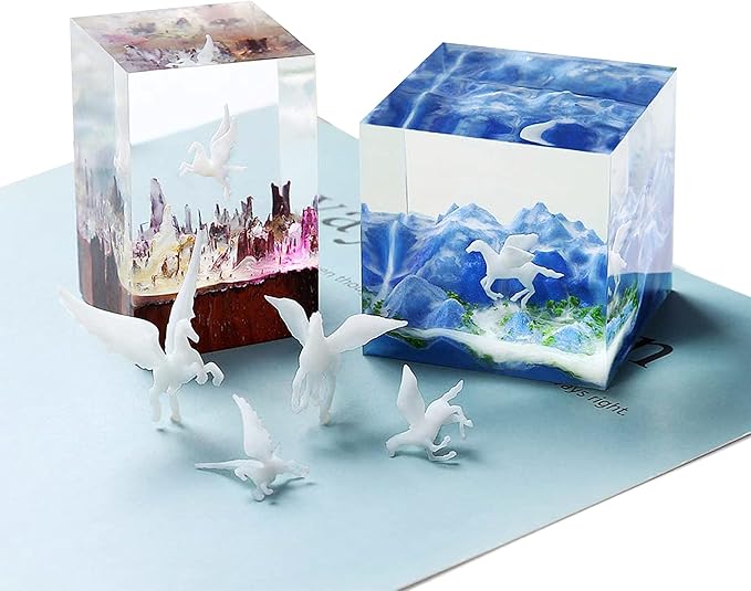 Woohome 14 PCS 3D Resin Mould Filler Mini Horse Paper Crane Paper Airplane Resin Casting Moulds Fillers, 3D Resin Filler Art Craft Supplies Epoxy Moulds for Art Resin Crafts DIY
