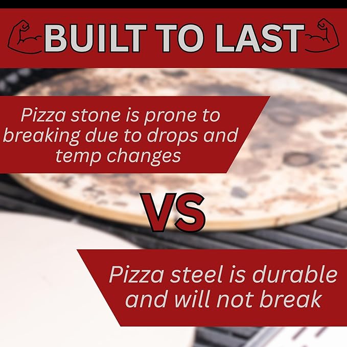 ThermiChef 14" by 20" Pizza Steel (3/8" Deluxe Thickness) - Multipurpose Cooking Steel for Ovens & Grills - Made in the USA