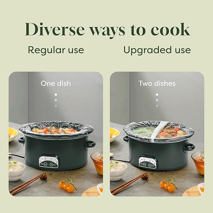 Slow Cooker Liners, Disposable Oval Large Size 13" x 21", 33 Count, Fits 3-8 Quart Pot Cooking Bags for Easy Cleanup, Food Safe & Leak-Proof