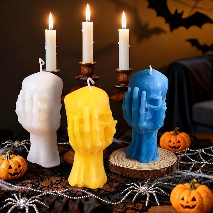 Skull Silicone Candle Mold, 3D Ghost Hand Skeleton Mold for Epoxy Resin Casting, Aromatherapy Soap, Resin Arts Crafts, Home Decor and Gifts