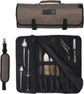 Asaya Chef Knife Roll Bag - 20 Total Pockets for Knives and Kitchen Utensils - Made with Stain Resistant Waxed Nylon - For Chefs and Culinary Students - Knives Not Included(Brown)