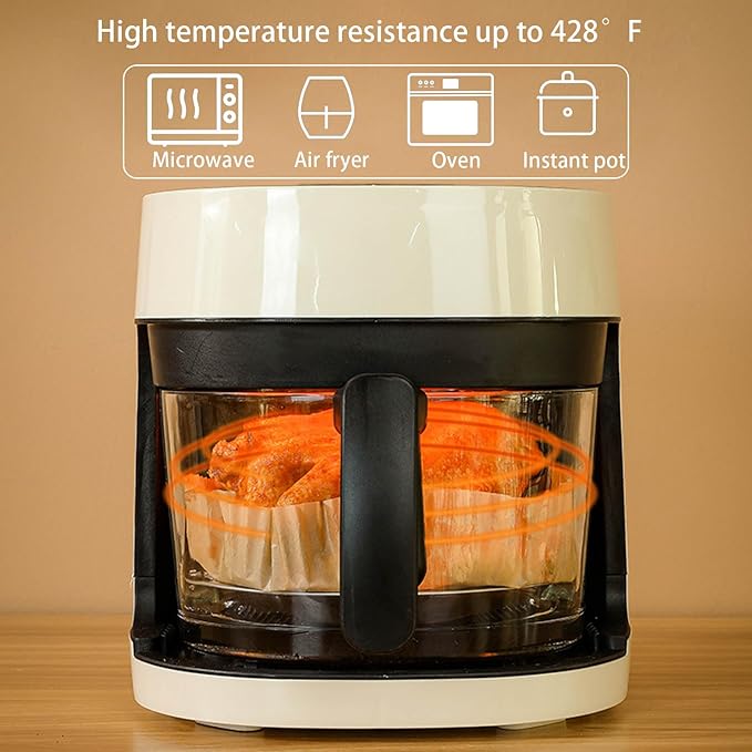 200Pcs Air Fryer Disposable Paper Liner, 8 Inch Round Non-Stick Air Fryer Liners Parchment Paper for 5-8 QT Air Fryer Baking Roasting Microwave