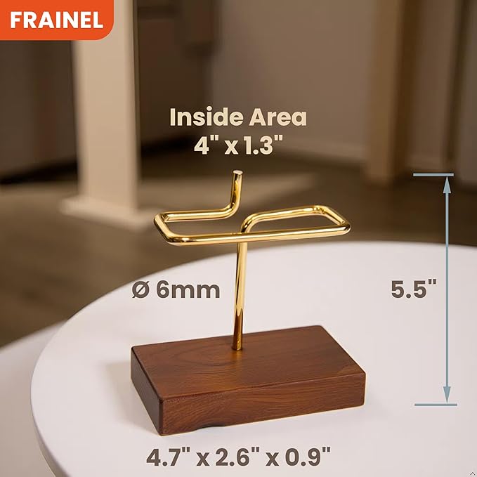 V60 01/02 Coffee Filter Holder Stand - Brass Tube & Walnut Wood Base - Pour Over Drip Accessory for Bar Counter | ASMR Coffee Station Gift for Coffee Lovers | Thanksgiving Table Decor