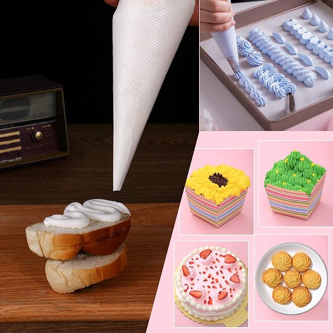 200 Pack Piping Bags 12 Inch, Anti Burst Disposable Pastry Bags, Tipless Piping Bags Icing Bags Frosting Bags for Cake Cookie Decorating Supplies