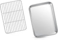 9 Inch Baking Sheet Pan with Rack Set, Joyfair Stainless Steel Toaster Oven Pans Tray & Cooling Racks for Cookie/Jelly Roll/Bacon/Meat, Commercial Metal & Rust-free, Dishwasher Safe