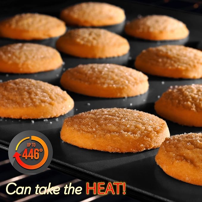 NutriChef 6-Piece Nonstick Bakeware Set - Carbon Steel Baking Pans Set w/ Heatsafe Red Silicone Handles, Oven Safe Up to 450°F, Loaf Muffin Round/Square Pans, Cookie Sheet, Baking Pan -NCSBS6S,Black