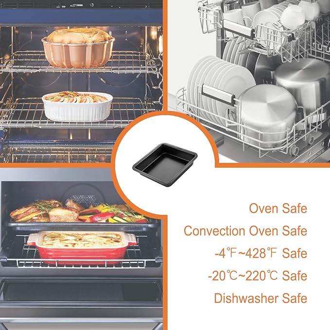 CHEFMADE Square Cake Pan, Nonstick 8 Inch Square Baking Pan, Set of 2
