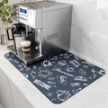 AMOAMI Coffee Mat - Hide Stain, Rubber Backed, Absorbent Dish Drying Mat for Kitchen Counter - Fits Under Coffee Maker & Machine - 16X24, Dust Blue