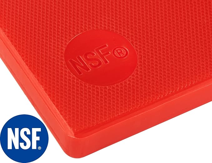 CURTA Cutting Boards for Kitchen, 18" x 12" x 0.5" Red Color Coded Plastic Chopping Board with Anti Slip Surface Dishwasher Safe