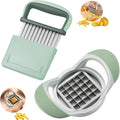 Crinkle Cutter and Potato Cutter 2 PCS, Wave Slicer Dicer Fry Cutter with Stainless Steel Blade Food-safe for Veggies, Handheld Vegetable Chopper, Salad Garnishing Tool, DishwasherSafe