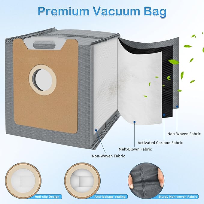 10 Pack G40 Dust Bags Replacement for Eufy G35+, G40+, G40 Hybrid+ Auto-Empty Station Robot Vacuum Dust Bags Kit, Large Capacity Disposable Replacement Bag