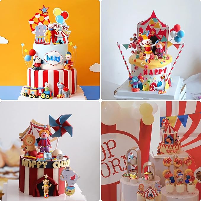 Circus Fondant Molds, Clown Elephant Silicone Molds, Bus Kitchen Baking Tools (2 Pcs) for Cake Decorating, Cupcake Toppers, Candy Chocolate, Cookies, Mousse, Bread, Polymer Clay, Epoxy, Birthday Party