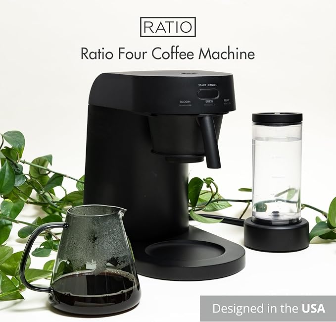 Ratio Four Coffee Machine - Coffee Maker with Removable Water Tank - Drip Coffee Maker with 4 Minute Brew Time - 5-20 Ounce Single-Serve Coffee Maker - 11.5”H x 7.5”W