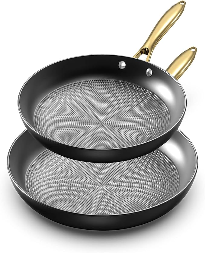 imarku Cast Iron Skillets, Non Stick Frying Pans 2Pcs - 10 inch & 12 Inch Frying Pan Set, Long Lasting Frying Pans Nonstick, Professional Nonstick Frying Pan Easy Clean, Christmas Gifts for Women Men