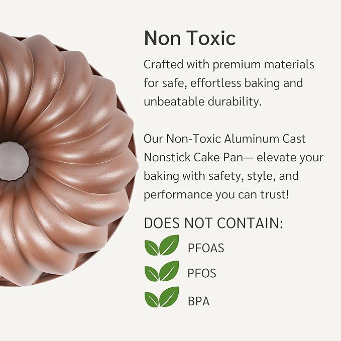 HAPPIELS 10 Cup Fluted Tube Cake Pan Nonstick, PFOA Free Fluted Cake Pan for Baking, Pound Cake Mold for Oven, Cake Molds And Cake Pans, Tube Mold, Pound Tin (Classic)
