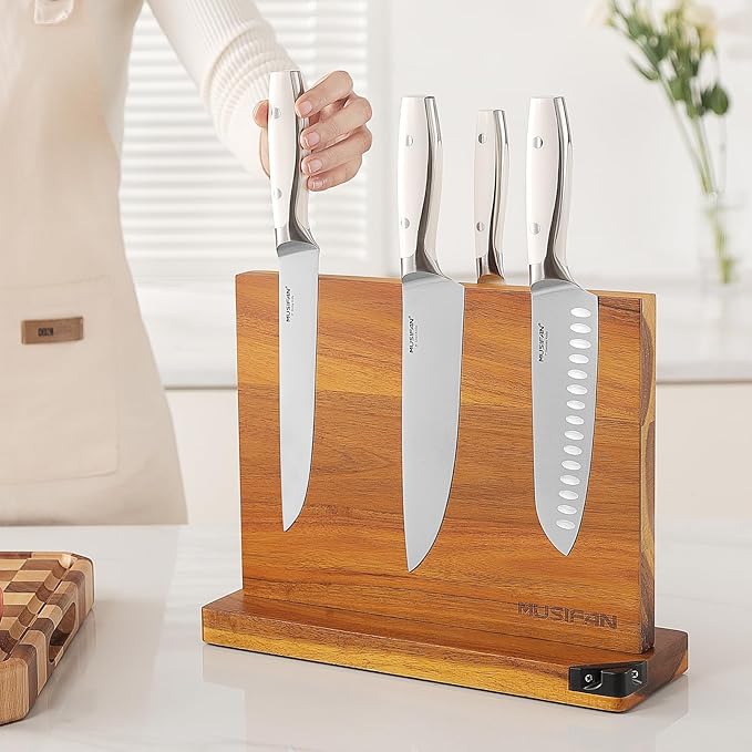 Magnetic Knife Block - Magnetic Knife Holder - Magnetic Knife Stand- Cutlery Display Stand and Storage Rack（sharpener)