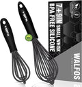 Walfos Silicone Whisk,7+9in Mini Whisk,BPA Free,Small Whisks for Non-Scratch,Heat Resistant (450°F) Nice for stirring individual eggs and mixing small amounts of powder and sauce.Dishwasher Safe.Black