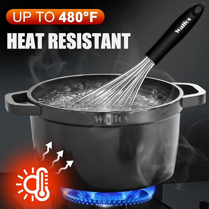 Stainless Steel Wire Whisk Set - 3 Packs Balloon Whisk, Thick Wire Wisk ＆ Strong Handles, Egg Frother for Cooking, Blending, Whisking, Beating and Stirring (7"+9"+11")