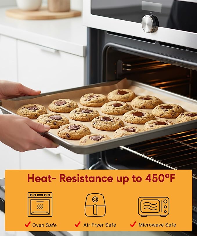 200 Pcs Parchment Paper Baking Sheets, 9x13 Inch Non-Stick Pre Cut Baking Parchment Sheets for Oven & Air Fryer, Ideal for Bread, Cookies & Cakes (Unbleached)