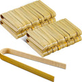 Patelai 90 Pieces Mini Bamboo Tongs Long Toast Tongs Disposable Wooden Cooking Bamboo Cooking Utensils for Toast Bread Pickles Tea Toaster Supplies (4.7 Inch)
