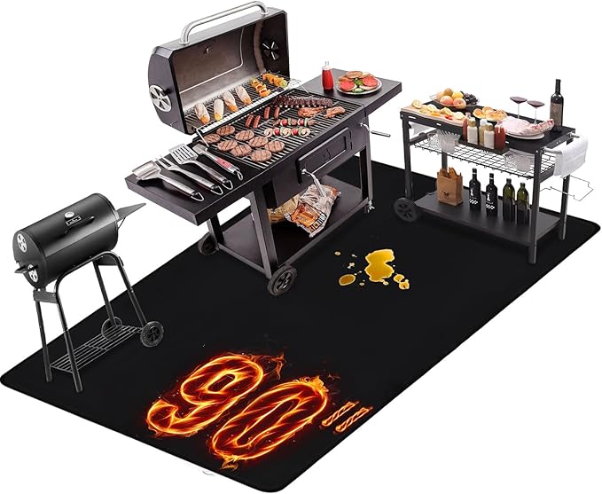 90x48 Inches Extra Large Grill Mat for Outdoor Grill - Fireproof Deck and Patio Protector, Waterproof and Oil-Proof Barbecue Grill Mat