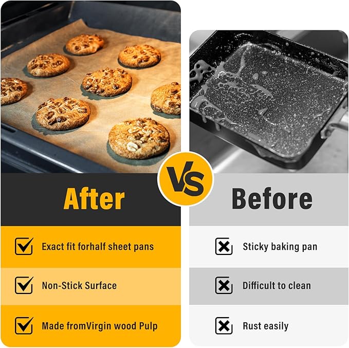 Parchment Paper Sheets for Baking 9-13 IN Precut Non-Stick Parchment Paper Unbleached Baking Sheet Paper for Air Fryer,Baking,Grilling,Steaming,Oven Suitable For Bread Cake Cookies 200pcs
