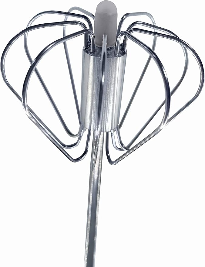 Stainless Steel Push Whisk - Easy to Use Manual Hand Mixer & Plunger Whisk - Make Froth, Foam & Whipped Cream - Semi Auto Egg Beater Plastic Tip Won’t Scratch Pans (2 Pack 10in & 12in) STEEL