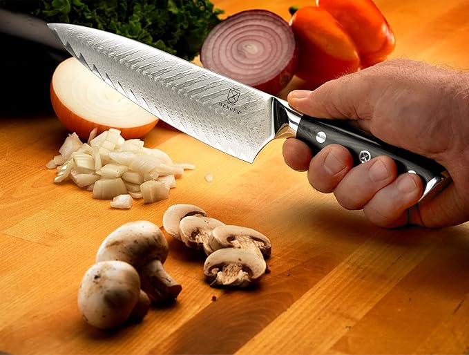 Mercer Culinary M13780 Premium Grade Super Steel, 8-Inch Chef's Knife w/Leaf Pattern Blade, G10 Handle