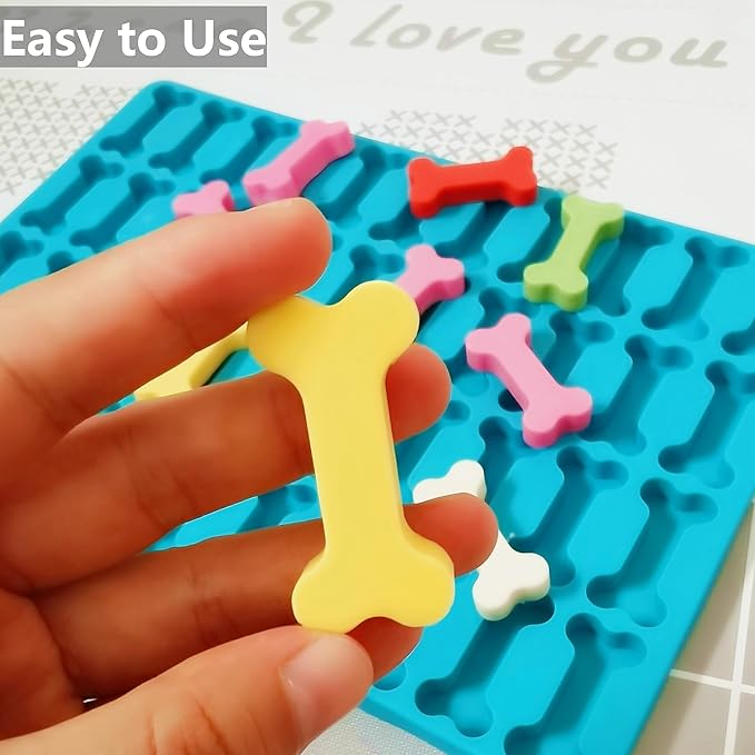 Dog Bone Silicone Molds with Scraper for Baking and Freezing Homemade Dog Treats (L)