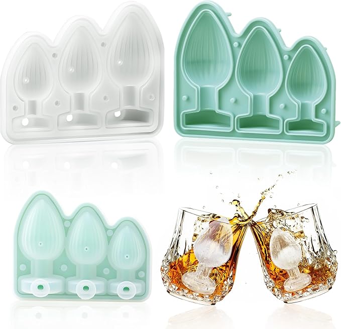 Hoolerry Ice Cube Molds Cube Trays Fun Shapes Silicone Ice Ball Maker with Lid for Whiskey Cocktails Juice Drinks Beverage Crafting Accessories White Elephant Gifting(Green,Multi-size)