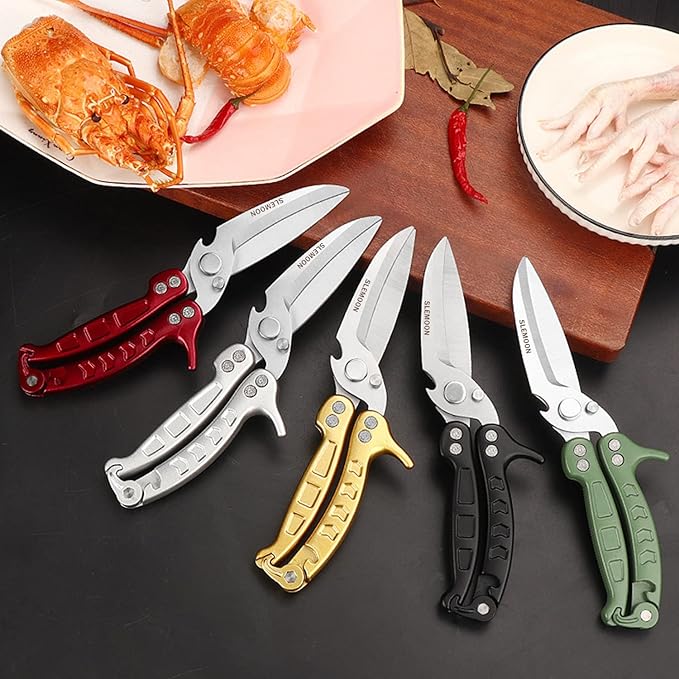 Kitchen Shears Heavy Duty Poultry Shears Meat Cutting Dishwasher Safe and Stainless Food Kitchen Scissors for Chicken Turkey Thanksgiving,Green
