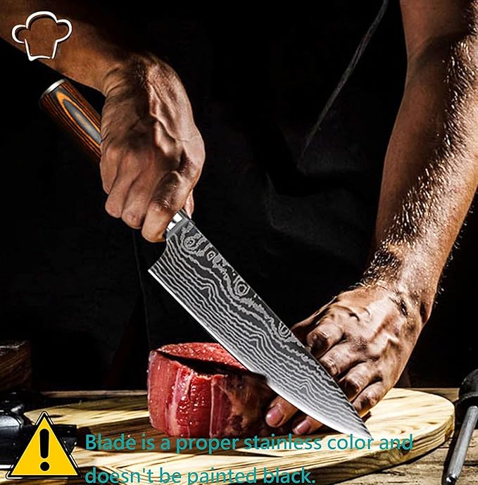 Chef Knife, 8 Inch Professional Kitchen Chef Knife with Sheath, German High Carbon Stainless Steel Ultra Sharp Knife, Chef Knives with Ergonomic Handle and Gift Box
