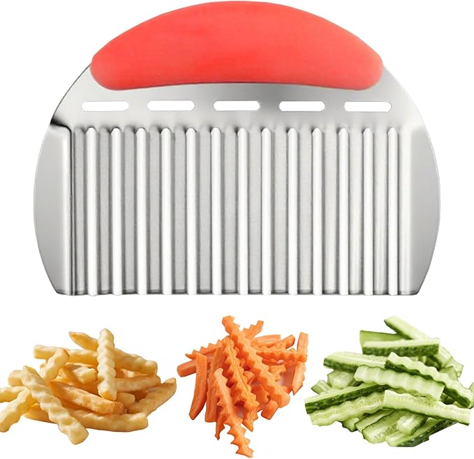 Large Potato Crinkle Cutter,Potato Slicer,Waffle Fry Cutter for Potatoes,Stainless Steel Vegetable Slicer,French Fry Crinkle Slicing,Wavy Slicing for Veggies,Cucumber Chopper,Carrot Chopper