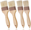 4 Pcs Natural Bristle Pastry Brush, Beech Wooden Handle Basting and BBQ Brushes for Cooking, Butter, Oil, Marinade, Grilling & Baking, Kitchen Food Brush (1.5 inch & 2 inch)