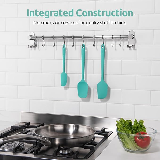 U-Taste Silicone Baking Spatula Set: 480ºF High Heat Resistant, Food Grade Flexible Rubber Kitchen Cooking Mixing Scraper, Food Grade Seamless Utensil for Nonstick Cookware Set of 3 (Aqua Sky)
