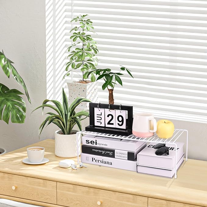 6-Pack Medium (14.8x8.5inch) Kitchen Organizer Rack, Kitchen Shelves for Spice Organization for Cabinet, Pantry Organizers and Storage, Spice Rack, Desk Organizer, White