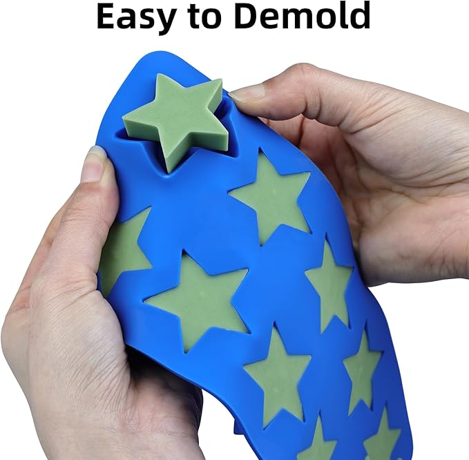 Star Chocolate Molds 3pcs Silicone Star Candy Molds for Baking Ice Cube Resin Soap Jelly(Star Size 1.93in), Blue