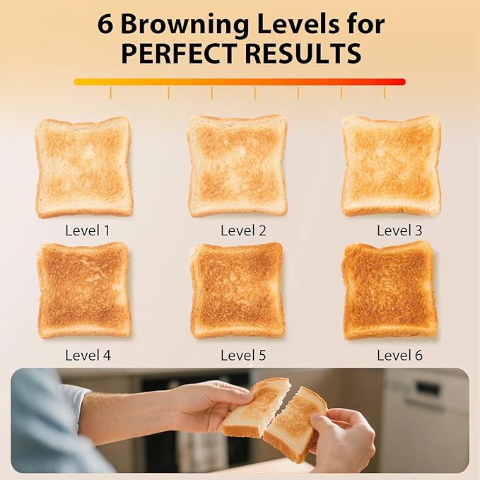 LONGDEEM 4-Slice Toaster 1.5" Extra Wide Slot Stainless Steel with High Lift Lever, 6 Presets & Bagel/Defrost/Cancel Function, Removal Crumb Tray, Under Base Cord Storage, Green