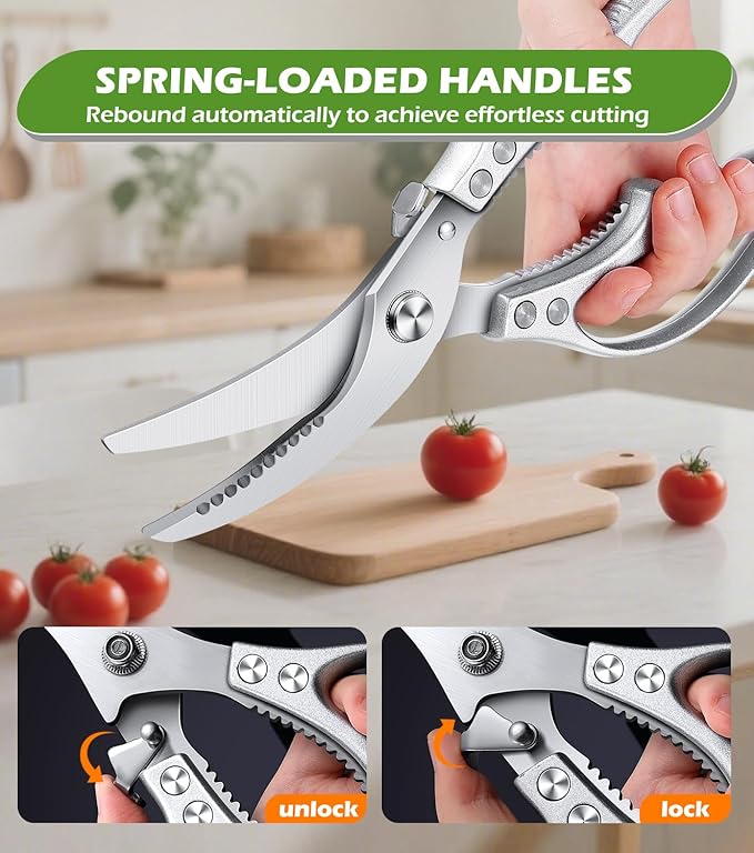 Kitchen Scissors – Luxury Heavy Duty Poultry Shears & Multipurpose Kitchen Scissors for Meat, Chicken, Fish & Vegetables, High Carbon Stainless Steel, Safety Lock, Dishwasher Safe