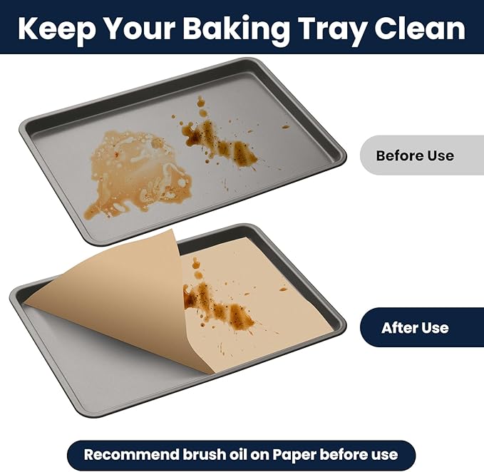500 PCS Parchment Paper Sheets 12x16 Inch, Unbleached Parchment Paper for Baking, Non-Stick Precut Parchment Sheets for Baking Grilling Frying Steaming
