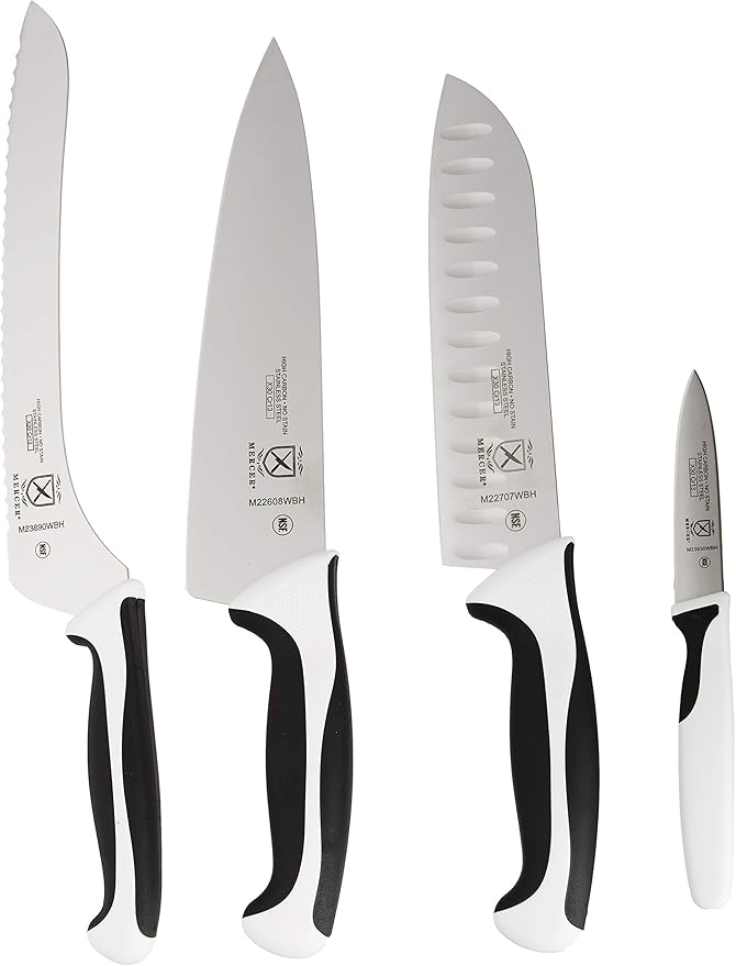 Mercer Culinary Millennia 5-Piece Magnetic Board Set Knife Block, White