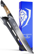 Dalstrong Meat Slicer Knife - 11”-Scorpion Series - Venom Edition - Japanese Steel Chef Knife - Spiral Sandstorm Blade Pattern - Black Honeycomb Resin Handle - w/Leather Sheath