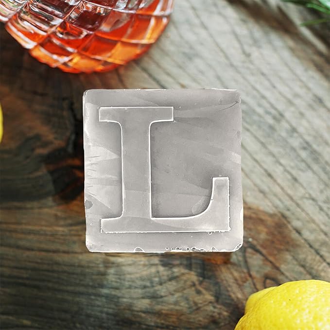 Letter L Monogram Ice Cube Mold Custom Ice Cube Mold 2 Inch Big Initials Silicone Ice Cube Tray Gifts for DAD Gifts for Him
