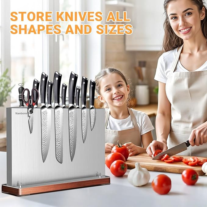 Home Kitchen Magnetic Knife Holder Without Knive Display Stand Magnetic Knife Block Rack Magnetic Stand with Strong Enhanced Magnet Multifunctional Storage Stainless Steel Knife Magnetic Strip