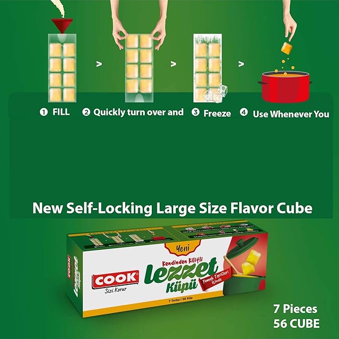 Bihamd/New Frozen Natural Food Juice Bag, Stackable Easy Removable, Large Size Ice Cube Mold Trays, Self-locking Liquid Food Bag, Cooler Bag for Natural Foods/Large 7 Bags 56 Cubes