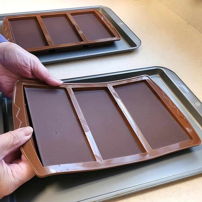 2 Pc Chocolate Bar Mold Set, 10 Snap 4/5 Inch Deep Large Chocolate Mould Silicone Break Apart Thick Silicone Molds for Candy, Dubai Pistachio, Snacks and Desserts