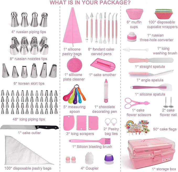 359PCs Cake Decorating Baking Supplies Kit, Baking Set with 66 Piping Tips, Icing Bags and Tips Set for Beginners,Baking Tools,Cupcake Decorating Kit
