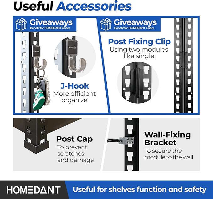 HOMEDANT 5 Tier Laminated Boltless Metal Shelving Unit Adjustable Garage Storage Utility Rack Heavy Duty Shelves Organization Shelf Warehouse Pantry Shed 35.9" W x 18.2" D x 71.3" H 10Pack